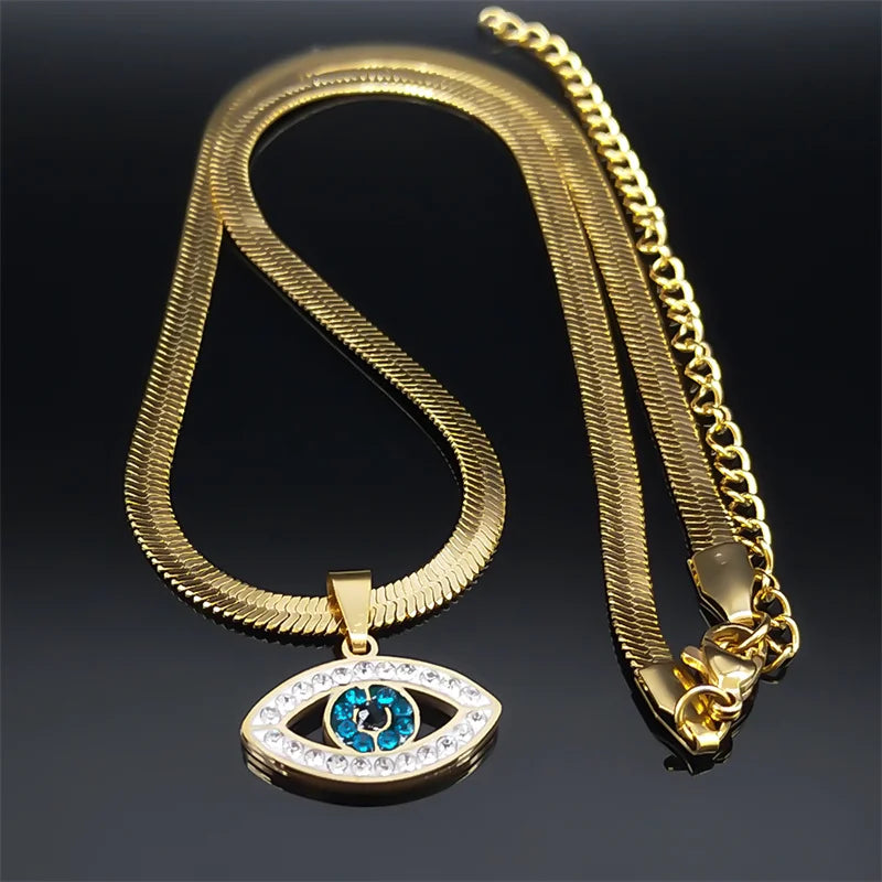 Crystal Evil Eye Choker Necklace