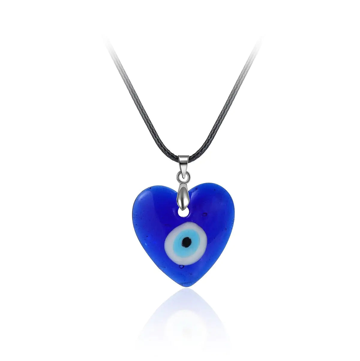 Heart Shaped Turkish Glass Evil Eye Pendant Necklace