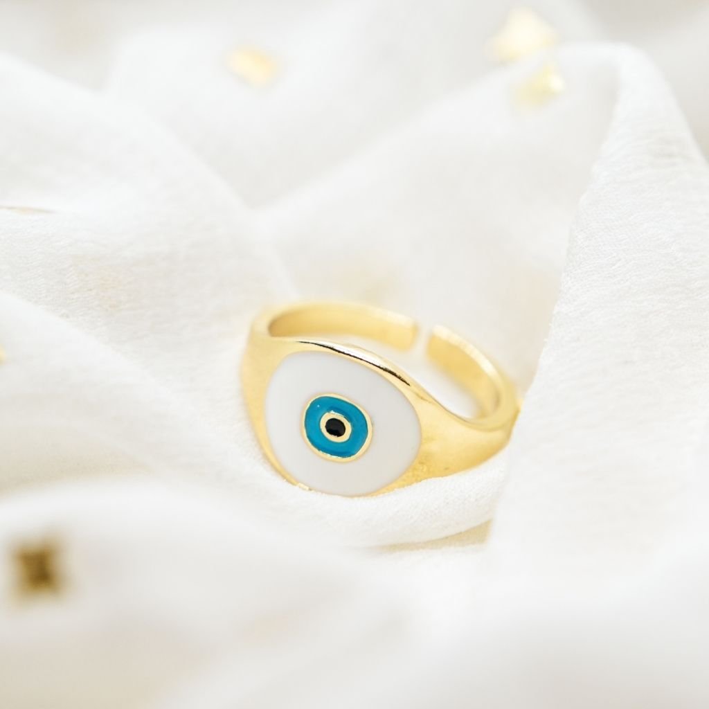 Adjustable Minimalist Turkish Evil Eye Protection Ring