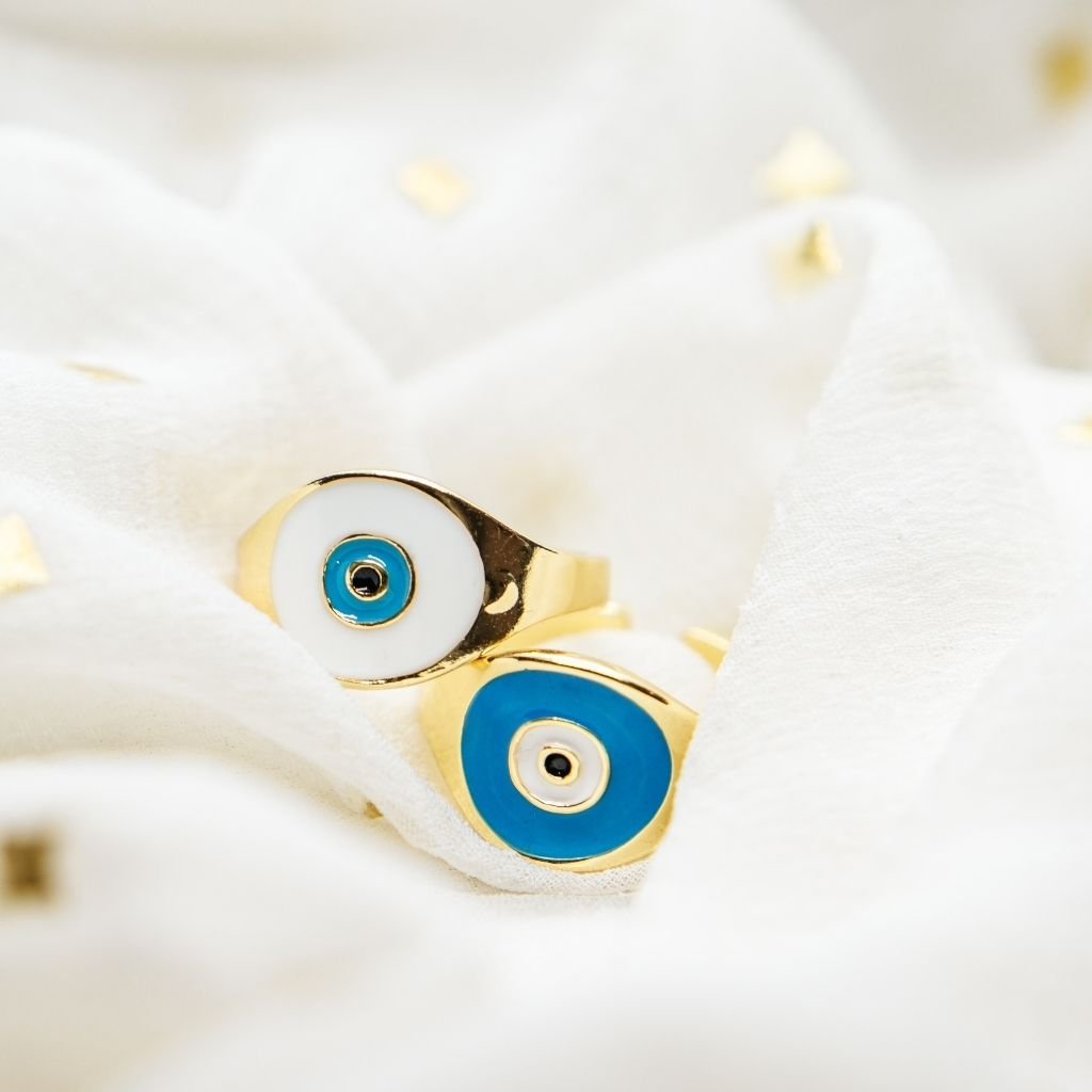 Adjustable Minimalist Turkish Evil Eye Protection Ring