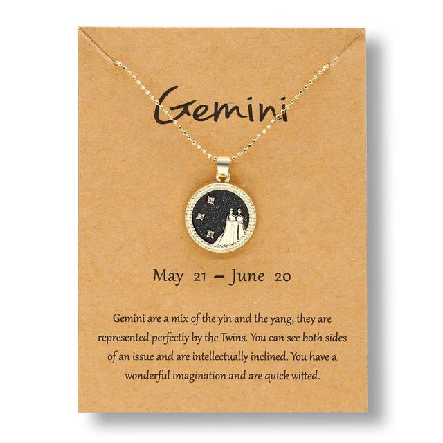 Gold Zodiac Sign Necklace - Dark Background