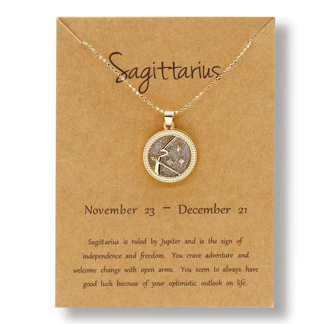 Gold Zodiac Sign Necklace - Light Background