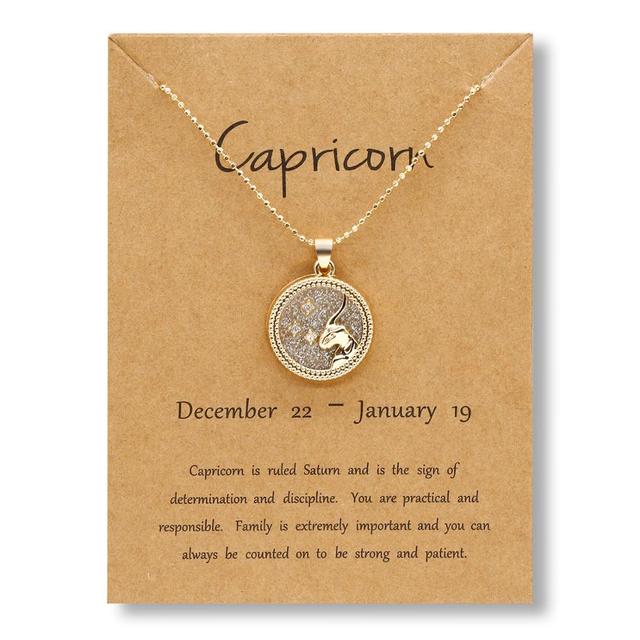 Gold Zodiac Sign Necklace - Light Background