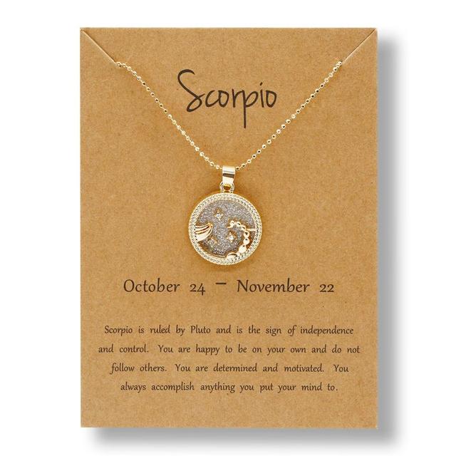 Gold Zodiac Sign Necklace - Light Background