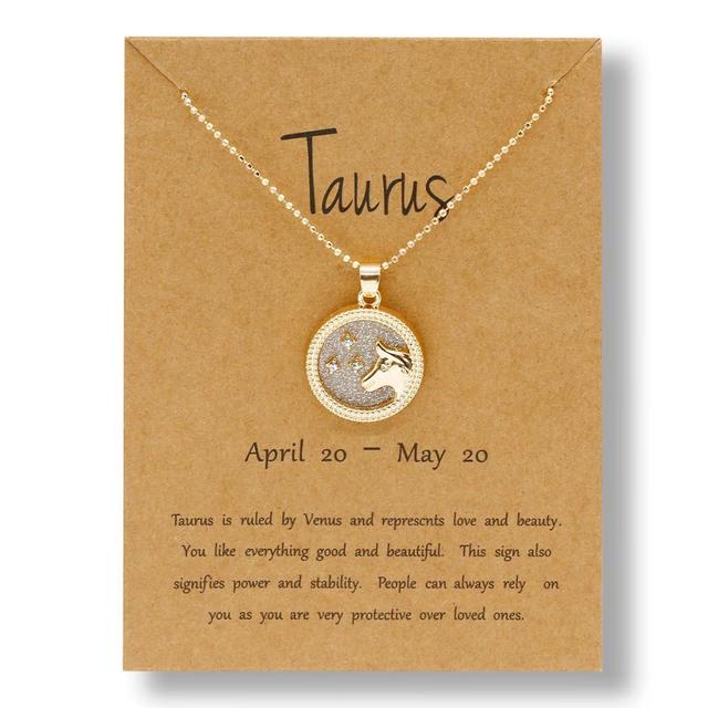 Gold Zodiac Sign Necklace - Light Background