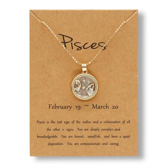 Gold Zodiac Sign Necklace - Light Background