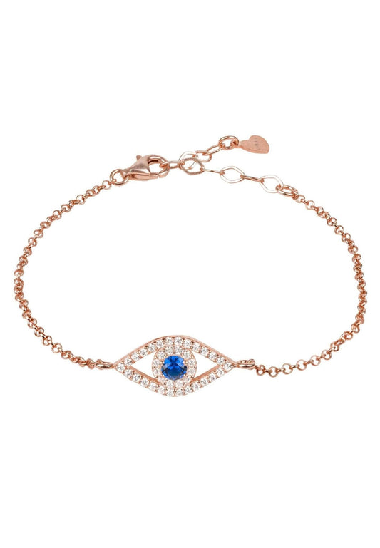 Evil Eye Elliptical Bracelet Blue Rosegold