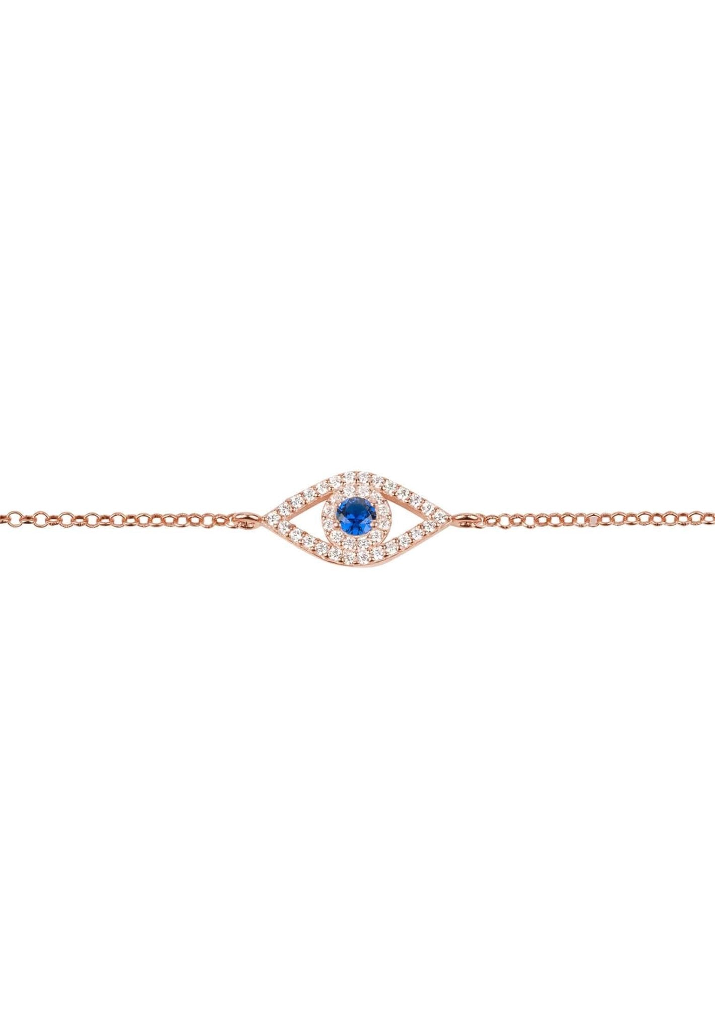 Evil Eye Elliptical Bracelet Blue Rosegold