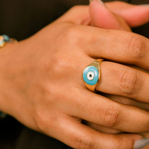 Adjustable Minimalist Turkish Evil Eye Protection Ring