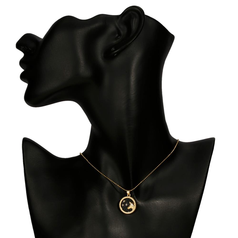 Gold Zodiac Sign Necklace - Dark Background