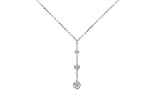 Triple Embellished Necklace with Crystal Balls in 18K White