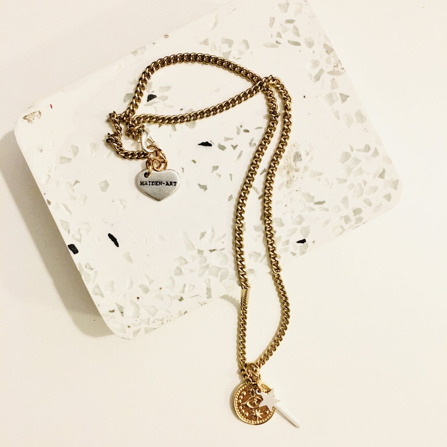 Gold Evil Eye Coin Necklace and Magic Wand Charm