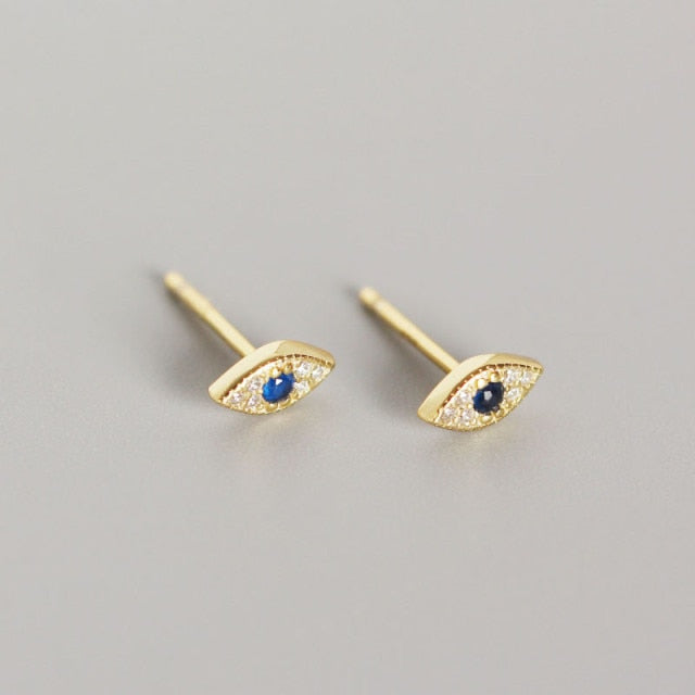 Sterling Silver Evil Eye Stud Earrings