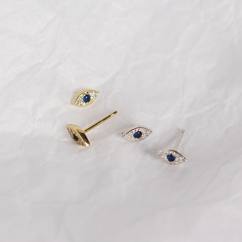 Sterling Silver Evil Eye Stud Earrings