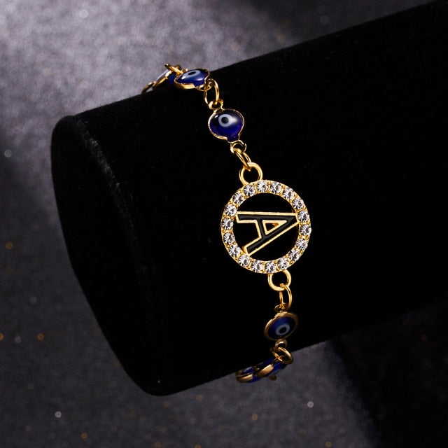 A-Z Letter Evil Eye Bracelet